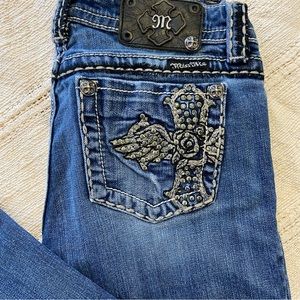 Miss Me Jeans Rhinestone Embellished Blue Denim Jean Size 27